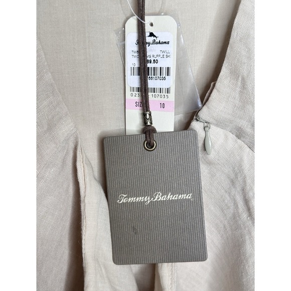 NEW Tommy Bahama Two Palms Tan FRAY FRINGE RUFFLE LINEN PENCIL SKIRT 10 $89.50 - Picture 6 of 10